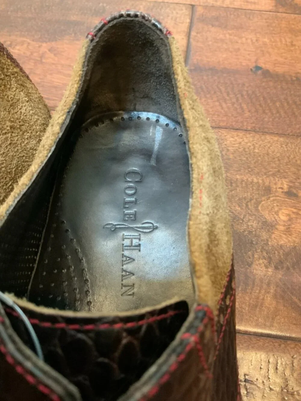 Cole Haan Men's Brown Suede Leather Oxford Saddle Shoes, Size 9.5